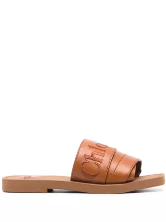 Chloé Woody logo-embroidered Sandals - Farfetch