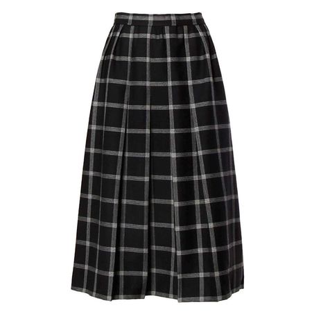 Midi Black and White Plaid Skirt