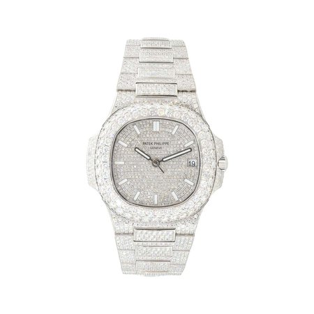 Patek Philippe Nautilus All Diamond 18 Karat Watch in Stock For Sale at 1stDibs