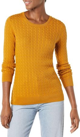 Amazon Essentials Women's Lightweight Long-Sleeve Cable Crewneck Sweater (Available in Plus Size), Tobacco Brown, 6X : Clothing, Shoes & Jewelry