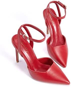 Amazon.com | Elisabet Tang High Heels, Women's Strappy Closed Toe Stiletto Pumps Ankle Strap Pointed Toe D'Orsay Heel Dress Wedding Party Pumps Shoes Red Size 6 | Shoes