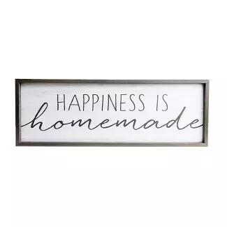 13"x37" Happiness Is Homemade Rustic Wood Framed Wall Art White - Patton Wall Decor : Target