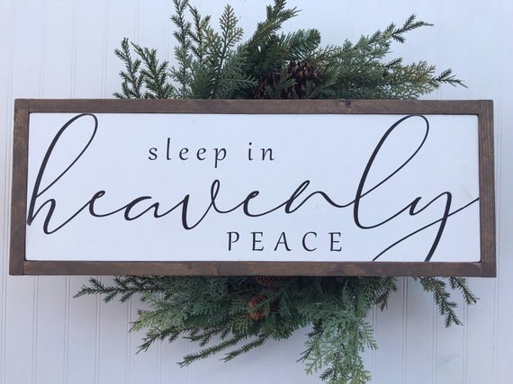 Sleep in heavenly peace wood sign fixer upper modern | Etsy