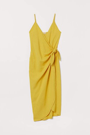 Wrap Dress with Ties - Yellow