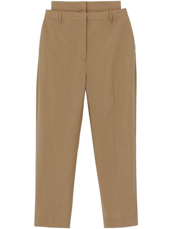 Brown Burberry Double-Waist Mohair Wool Trousers | Farfetch.com