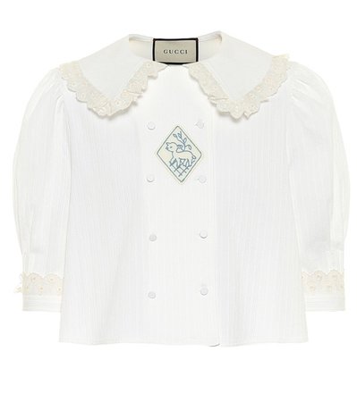 Lamb-embroidered cotton-voile blouse from Gucci