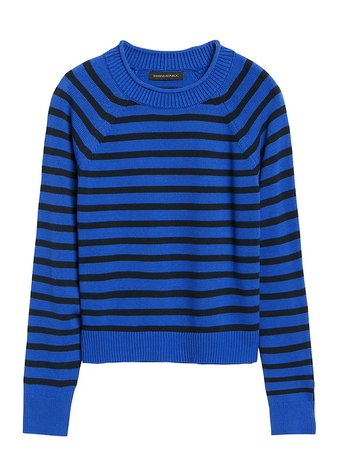 Stripe Cotton-Blend Cropped Sweater | Banana Republic