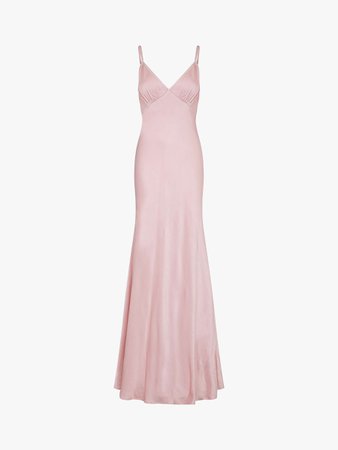 Ghost Drew Satin Maxi Dress, Pastel Pink at John Lewis & Partners