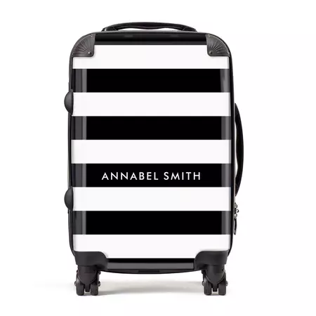 black and white stripe suitcase