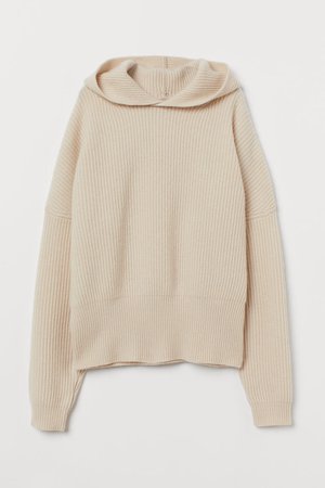 Cashmere Hooded Sweater - Light beige - Ladies | H&M US