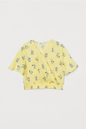 Patterned Wrap-front Blouse - Light yellow/floral - Kids | H&M US