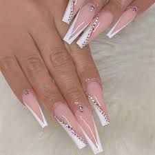 diamond white nails