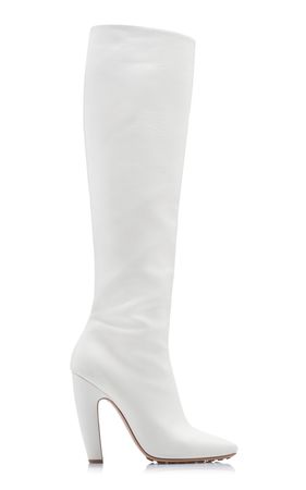 KNEE-HIGH LEATHER BOOTS (in white) ||