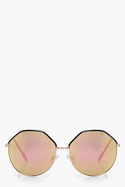 Sarah Hexagonal Round Mirror Lens Sunglasses