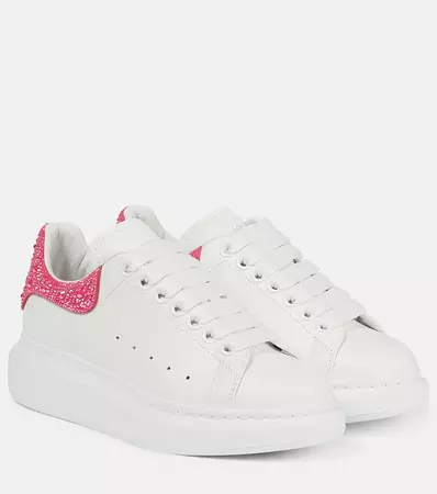Oversized Embellished Leather Sneakers in Pink - Alexander Mc Queen | Mytheresa