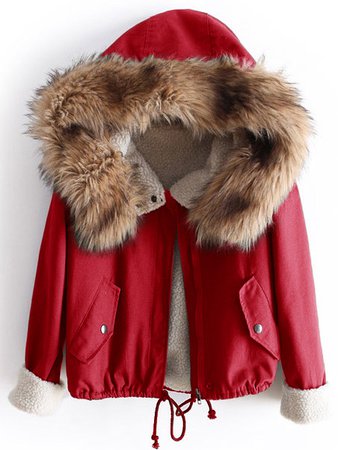 Fleece Lined Jacket With Faux Fur Trim Hood