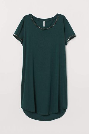 T-shirt Dress with Studs - Green