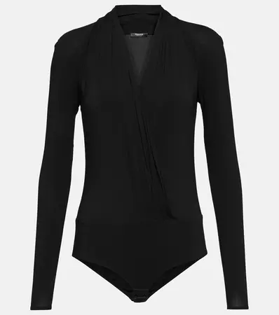 Draped Georgette Bodysuit in Black - Versace | Mytheresa