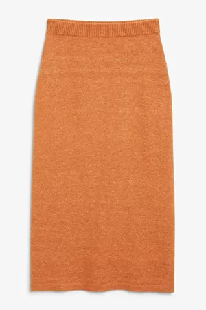 Midi knit skirt - Dusty orange - Monki WW
