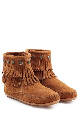 Concho Fringed Suede Ankle Boots with Studs Gr. US 6