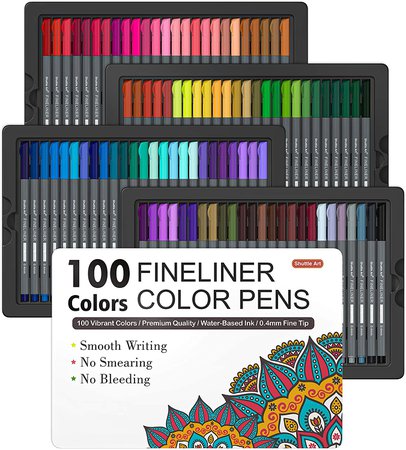 Buy Shuttle Art Fineliner Pens, 100 Colors 0.4mm Fineliner Color Pen Set Fine Line Drawing Pen Fine Point Markers Perfect for Adult Coloring Books Drawing and Journal Art Projects Online in Vietnam. B073BFMX9N