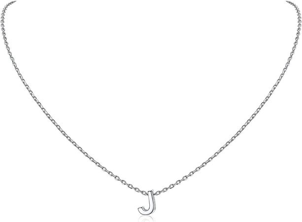 Amazon.com: 925 Sterling Silver Initial Necklace Letter Necklaces Delicate Dainty Small Pendant Necklace Silver Choker Necklace for Women J Initial : Clothing, Shoes & Jewelry