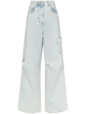 Blue Off-White Skater Style Distressed Jeans | Farfetch.com