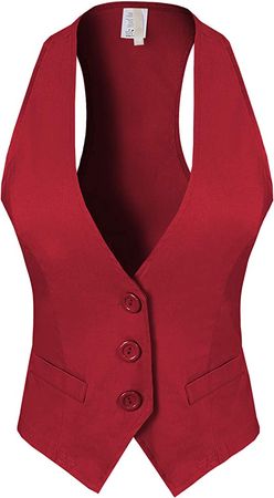Design by Olivia Women's Dressy Casual Versatile Racerback Vest Tuxedo Suit Waistcoat Red 2XL at Amazon Women’s Clothing store