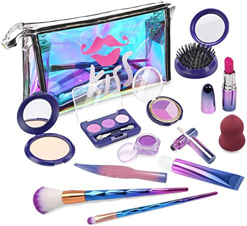Amazon.com: EVE STONE Pretend Makeup Set for Toddler Girls, Non-Toxic Fake Makeup Kit with Makeup Bag Princess Purse (No Chemicals): Toys & Games