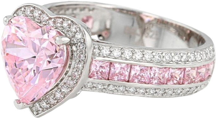 pink heart cubic zirconia ring