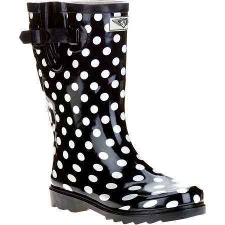 FOREVER YOUNG - Forever Young Ladies Short Shaft Rain Boots Polkadot - Walmart.com black