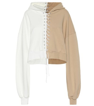 Lace-up cotton hoodie