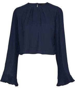 W118 By Baker Valina Pleated Crepe De Chine Blouse