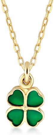 Amazon.com: GELIN Collar de oro amarillo de 14 quilates con colgante de trébol irlandés con piedra verde para mujer, 18.0 in: Clothing