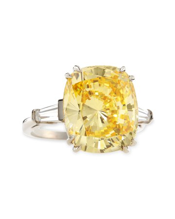 Fantasia by DeSerio Canary Cubic Zirconia Cushion Ring