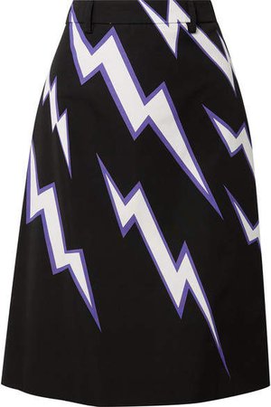 Printed Cotton-poplin Skirt - Purple