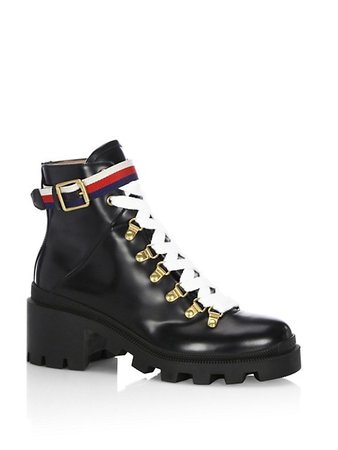Shop Gucci Magnum Leather Moto Boots | Saks Fifth Avenue