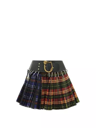 black blue red yellow skirt with belt