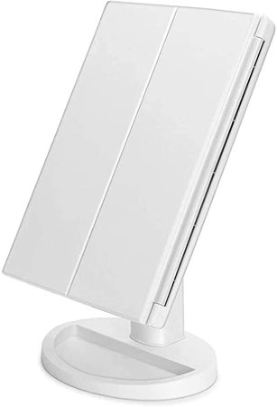 Flymiro Makeup Vanity Mirror with Lights,Trifold Makeup Mirror with 21 Led Lights,Touch Screen,180° Adjustable Stand, Dual Power Supply,Countertop Travel Cosmetic Mirror (White): Amazon.ca: Beauty
