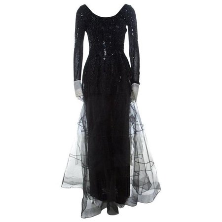 Dior Black Embellished Tulle Dress