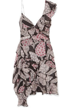 Isabel Marant | Enta asymmetric ruffled printed silk-voile mini dress | NET-A-PORTER.COM
