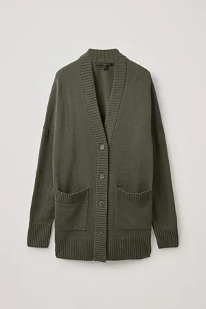 LAMBSWOOL OVERSIZED CARDIGAN - Olive green - Cardigans - COS US