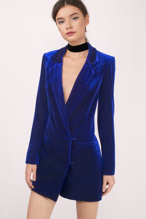 Sexy Navy Blue Shift Dress - Button Down Dress - Blue Blazer Dress - $53 | Tobi US