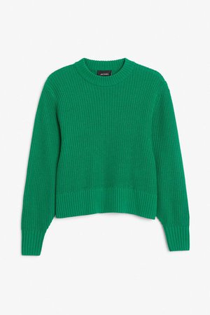 Puffed sleeve sweater - Nile crocodile green - Knitwear - Monki GB