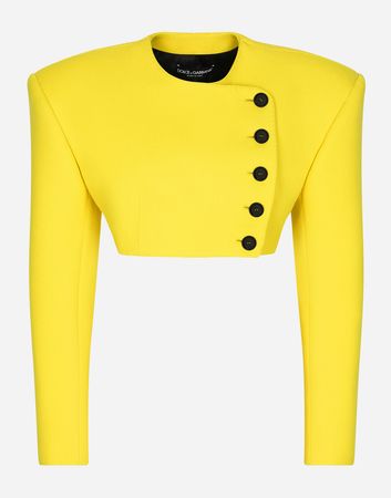 Woolen jacket with contrasting buttons in Yellow for Women | Dolce&Gabbana®