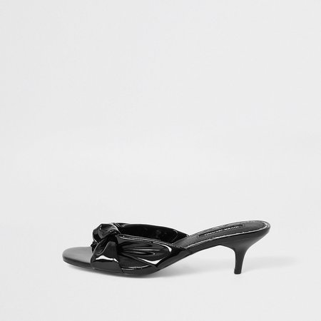 Black bow kitten heel mule sandals - Shoes - Shoes & Boots - women
