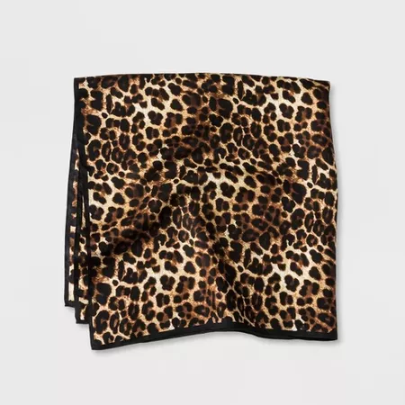 Women's Leopard Print 10mm Silk Twill Square Scarf - A New Day Brown : Target