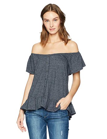 Lucky Brand Women's Textured Off Shoulder Peasant Top at Amazon Women’s Clothing store