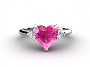 Pink Sapphire & Diamond Heart Ring