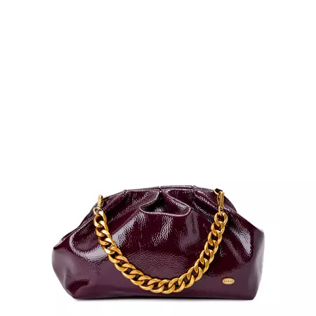 Scoop Women's Faux Patent Leather Crinkled Clutch Handbag with Chain Handle - Walmart.com